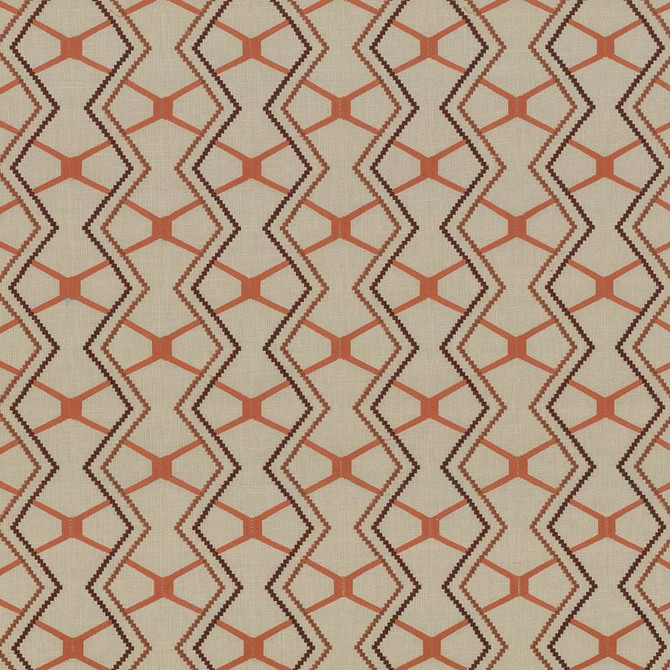 Kasmir Fabric Drewery Terra Cotta See sample 55% Cotton
35% Polyester
10% Rayon
Embroidery
50% Cotton
50% Viscose
 INDIA Not Tested </p><p>Repeat: Horizontal: 8 6/8 inches and Vertical: 6 2/8 inches 51 - My Fabric Connection -