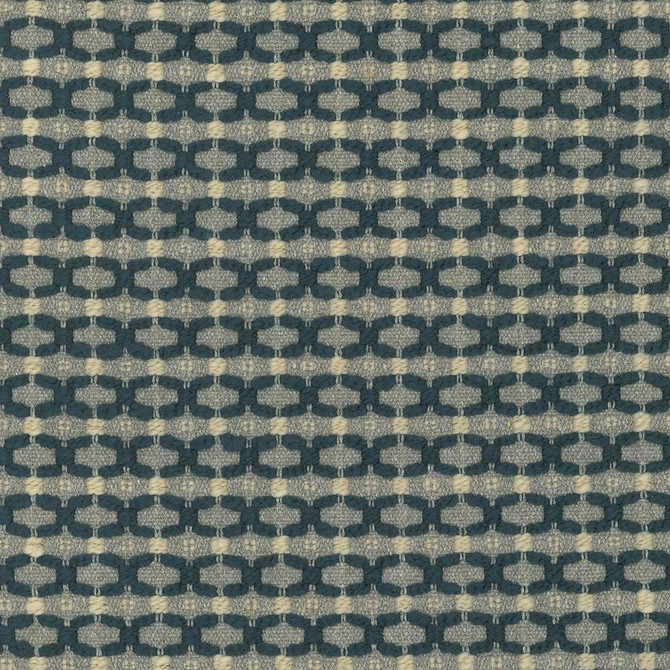Kasmir Fabric Falkirk Trellis Prussian 1441 89% Cotton 6% Polyester 4% Acrylic 1% Nylon USA 9,000 Wyzenbeek Double Rubs H: 1 inches, V:1 inches 54 - My Fabric Connection - Kasmir
