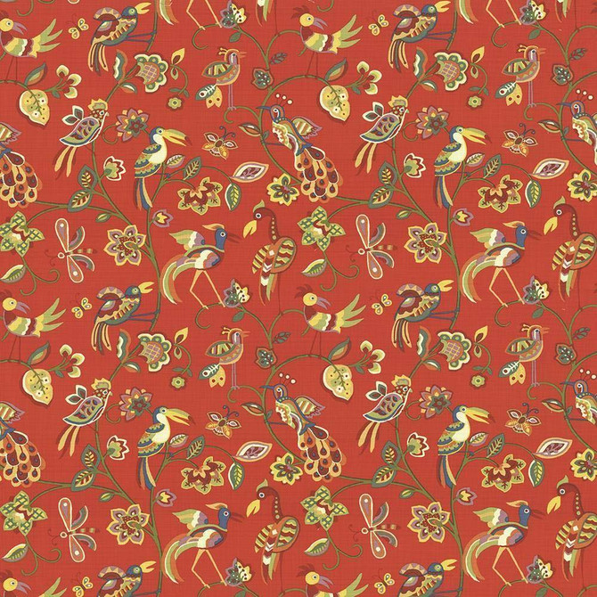 Kasmir Fabric Fine Feathered Vermillion 1435 100% Cotton INDONESIA 15,000 Wyzenbeek Double Rubs H: 27 inches, V:27 inches 54 - 55 - My Fabric Connection - Kasmir