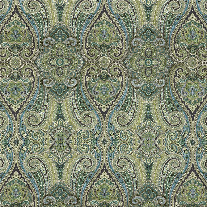 Kasmir Fabric Grand Paisley Peacock 5082 100% Cotton CHINA 51,000 Wyzenbeek Double Rubs Horizontal: 13 4/8 inches and Vertical: 25 2/8 inches 54 - My Fabric Connection -
