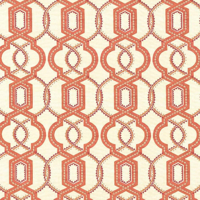 Kasmir Fabric Grandover Coral 5106 100% Cotton USA H: 9 inches, V:13 4/8 inches 54 - My Fabric Connection - Kasmir