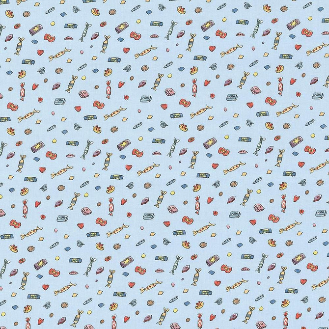 Kasmir Fabric Lickswishy Sweet Blue Sky 1445 100% Cotton TURKEY Not Tested Horizontal: 9 1/8 inches and Vertical: 12 5/8 inches 55 - My Fabric Connection -