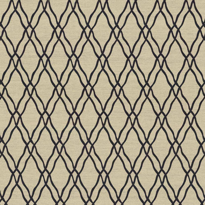 Kasmir Fabric Meander Trellis Black 5067 CHINA 15,000 Wyzenbeek Double Rubs H: 3 4/8 inches, V:7 6/8 inches 56 - 57 - My Fabric Connection - Kasmir