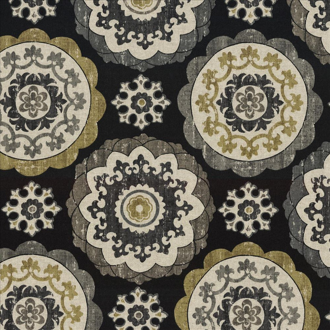Kasmir Fabric Montezuma Ebony 5078 89% Cotton
11% Rayon
 TURKEY </p><p>Repeat: Horizontal: 27 inches and Vertical: 27 inches 54 - 55 - My Fabric Connection -