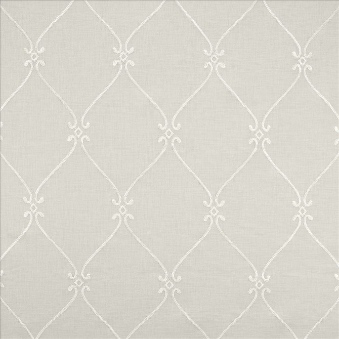 Kasmir Fabric Searcy White 5108 100% Polyester
 TURKEY Not Tested </p><p>Repeat: Horizontal: 6 2/8 inches and Vertical: 10 inches 118 - My Fabric Connection -