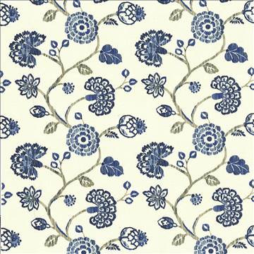 Kasmir Fabric Stoneleigh Cobalt 1436 100% Cotton USA 12,000 Wyzenbeek Double Rubs H: 27 inches, V: 25 2/8 inches 54 - My Fabric Connection - Kasmir