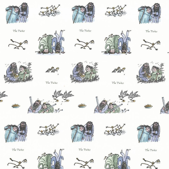 Kasmir Fabric Twits Roly Poly Blue 1445 100% Cotton
 TURKEY Not Tested Horizontal: 13 4/8 inches and Vertical: 25 2/8 inches 55 - My Fabric Connection -