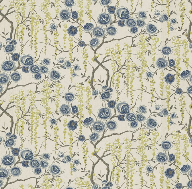 Kravet Basics Fabric PEONYTREE.523 Peonytree Ultramarine Sarah Richardson Harmony Linen 100% China Medium Horizontal: 27 inches and Vertical: 27 inches 54.5 inches - My Fabric Connection -