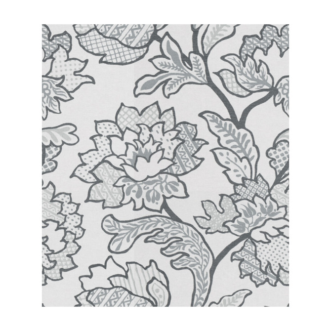 Kravet Basics Fabric Geo Floral Platinum SARAH RICHARDSON HARMONY COTTON - 100% India MEDIUM Horizontal: 13.5 and Vertical: 16 54 - My Fabric Connection -