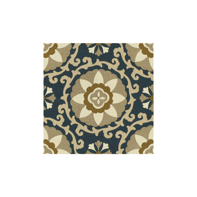 Kravet Design Fabric Exotic Suzani Sapphire OCEANIA INDOOR OUTDOOR SOLUTION DYED ACRYLIC - 100% United States MEDIUM Horizontal: 15 and Vertical: 14 54 - My Fabric Connection -