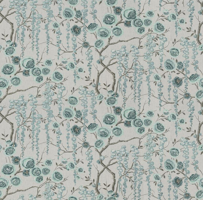 Kravet Basics Fabric PEONYTREE.511 Peonytree Aquamarine Sarah Richardson Harmony Linen 100% China Medium Horizontal: 27 inches and Vertical: 27 inches 54.5 inches - My Fabric Connection -