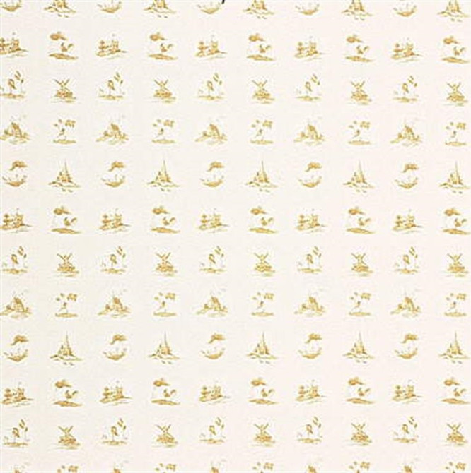 Fired Earth Fabric FE9117.4 Delftware Toile Sand The Delft Cotton 100% United Kingdom Light Horizontal: See Sample and Vertical: 19.306 inches 55.16 inches - My Fabric Connection -