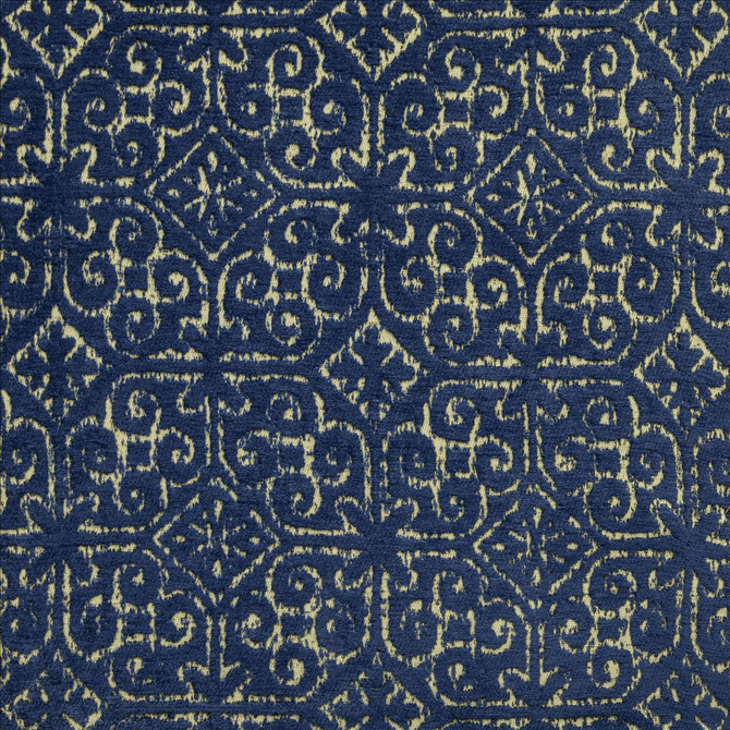 Kasmir Fabric Randers Blue 5145 77% Viscose
23% Polyester
 INDIA </p><p>Repeat: Horizontal: 6 6/8 inches and Vertical: 6 6/8 inches 54 - My Fabric Connection -