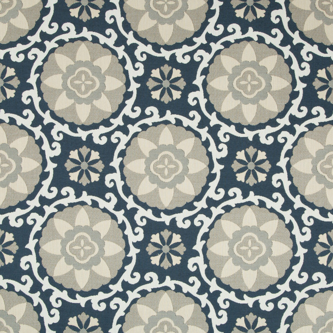 Kravet Design Fabric Exotic Suzani Indigo OCEANIA INDOOR OUTDOOR SOLUTION DYED ACRYLIC - 100% United States MEDIUM Horizontal: 15 and Vertical: 14 54 - My Fabric Connection -