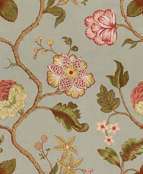 Kravet Couture Fabric 3572.913 Couture Floral Mineral Modern Colors II Linen 100% India see sample Horizontal: 25.5 inches and Vertical: 31.5 inches 52 inches - My Fabric Connection -