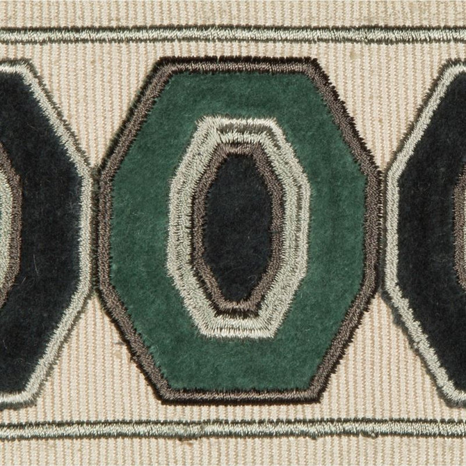 Kravet Design Fabric T30772.1153 Geodex Teal Braids Bands &amp; Borders Rayon 75%, Cotton 25% India see sample Horizontal: 3 inches and Vertical: 12.7 inches 3 inches - My Fabric Connection -