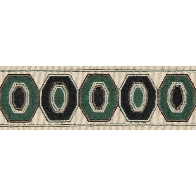 Kravet Design Trim Geodex Teal BRAIDS BANDS & BORDERS RAYON - 75%;COTTON - 25% India Horizontal: 3 and Vertical: 12.7 3 - My Fabric Connection -