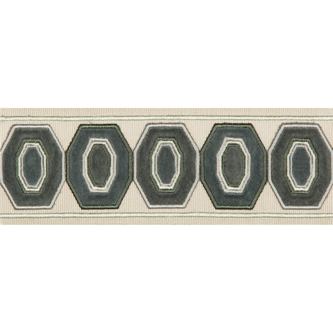 Kravet Design Trim Geodex Steel Grey BRAIDS BANDS & BORDERS RAYON - 75%;COTTON - 25% India Horizontal: 3 and Vertical: 12.7 3 - My Fabric Connection -