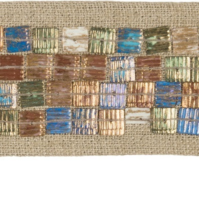Kravet Design Fabric T30752.135 Mosaique Ocean Linherr Hollingsworth Boheme Trim Metal 61%, Linen 36%, Viscose 3% India see sample Horizontal: see sample and Vertical: see sample 2 inches - My Fabric Connection -