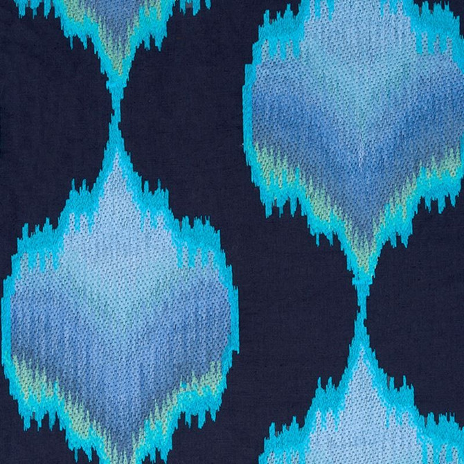 Beacon Hill Fabric Fire Medallion Navy  Linen Embroideries 60% Linen, 40% Cotton, 73% Viscose, 27% Polyester INDIA see sample Horizontal: 17 inches and Vertical: 15.75 inches 54 inches - My Fabric Connection -