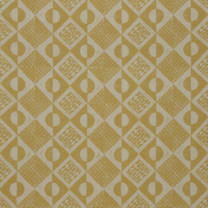 Lee Jofa Fabric Circles And Squares Ochre BLITHFIELD LINEN - 100% United Kingdom HEAVY Horizontal: 13.4 and Vertical: 27.2 53.5 - My Fabric Connection -