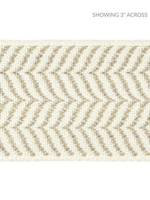 Scalamandre Trim Artemis Tape Flax On Ivory SCT32940001 MODERN LUXURY 88% VISCOSE 12% LUREX FRANCE LIGHT DUTY Horizontal: .625" and Vertical: 2.38 - My Fabric Connection -