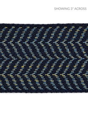 Scalamandre Trim Artemis Tape Indigo SCT32940005 MODERN LUXURY 88% VISCOSE 12% LUREX FRANCE LIGHT DUTY Horizontal: .625" and Vertical: 2.38 - My Fabric Connection -