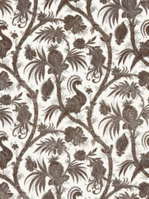 Scalamandre Fabric Balinese Peacock Linen Print Java SC165750006 ORIANA 67% LINEN 33% COTTON FRANCE LIGHT DUTY Horizontal: 21.625" and Vertical: 28.5" 57 - My Fabric Connection -