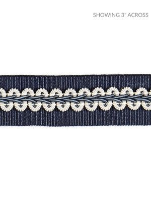 Scalamandre Trim Cecile Gimp Tape Navy SCV12430005 BOTANICA 44% RAYON 43% FIBRANNE, 7% COTTON 6% POLYESTER CHINA LIGHT DUTY Horizontal: and Vertical: 1 - My Fabric Connection -