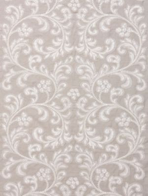 Scalamandre Fabric Chiara Embroidery Pearl Grey SC270290002 ORIANA 60% LINEN 40% COTTON INDIA LIGHT DUTY Horizontal: 15" and Vertical: 24" 53 - My Fabric Connection -