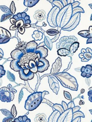 Scalamandre Fabric Coromandel Embroidery Porcelain SC271260002 BOTANICA 16% SPUN POLYESTER, 36% VISCOSE 29% LINEN 19% COTTON INDIA LIGHT DUTY Horizontal: 30" and Vertical: 25.25" 51 - My Fabric Connection -
