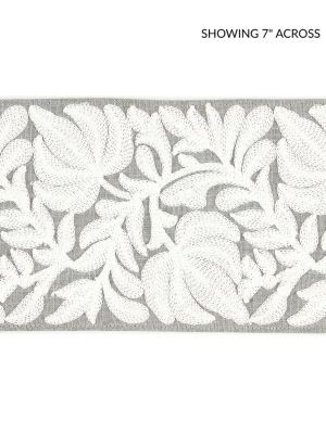 Scalamandre Trim Coventry Embroidered Tape French Grey SCT32960005 BOTANICA 70% LINEN 30% SPUN VISCOSE INDIA LIGHT DUTY Horizontal: and Vertical: 5 - My Fabric Connection -