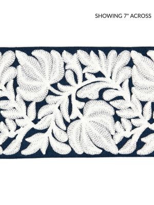 Scalamandre Trim Coventry Embroidered Tape Navy SCT32960006 BOTANICA 70% LINEN 30% SPUN VISCOSE INDIA LIGHT DUTY Horizontal: and Vertical: 5 - My Fabric Connection -