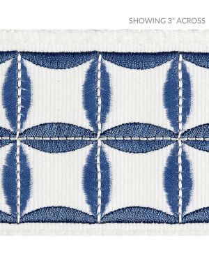 Scalamandre Trim Fiori Embroidered Tape Delft SCT32880002 MERCHANTE 66% COTTON 34% VISCOSE INDIA LIGHT DUTY Horizontal: 2.125" and Vertical: 2.88 - My Fabric Connection -