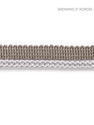 Scalamandre Trim Georgica Braided Cord Silver Grey SCC3030007 HAMPTONS TRIMMINGS 38% ACETATE 29% VISCOSE 27% ACRYLIC, 6% COTTON ITALY LIGHT DUTY Horizontal: and Vertical: 0.25 - My Fabric Connection -