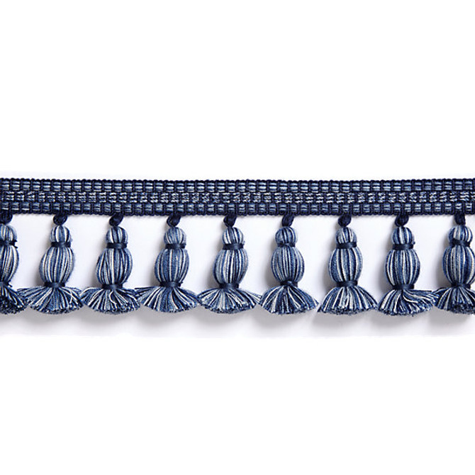Scalamandre Trim Trim Halsey Onion Fringe/Indigo FT1499-006 HAMPTONS TRIMMINGS 57% ACRYLIC 38% VISCOSE 5% POLYESTER CHINA LIGHT DUTY Horizontal: and Vertical: 3" - My Fabric Connection -