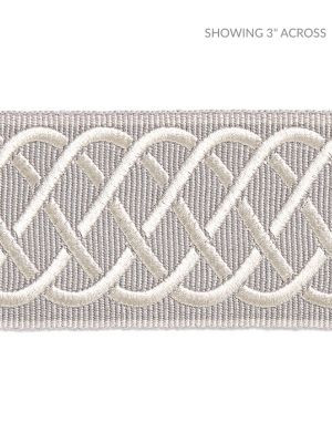 Scalamandre Trim Helix Embroidered Tape Silver Grey SCT32840006 HAMPTONS TRIMMINGS 77% VISCOSE 23% RAYON CHINA LIGHT DUTY Horizontal: and Vertical: 2 - My Fabric Connection -