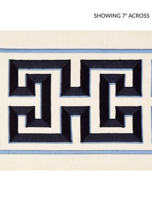 Scalamandre Trim Imperial Embroidered Tape Navy SCT32800004 ORIANA 80% COTTON 20% RAYON INDIA LIGHT DUTY Horizontal: 6.5" and Vertical: 6 - My Fabric Connection -