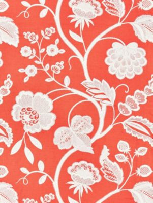 Scalamandre Fabric Kensington Embroidery Coral SC271510004 BOTANICA 50% POLYESTER 30% LINEN 20% COTTON INDIA LIGHT DUTY Horizontal: 30.375" and Vertical: 24.75" 51 - My Fabric Connection -