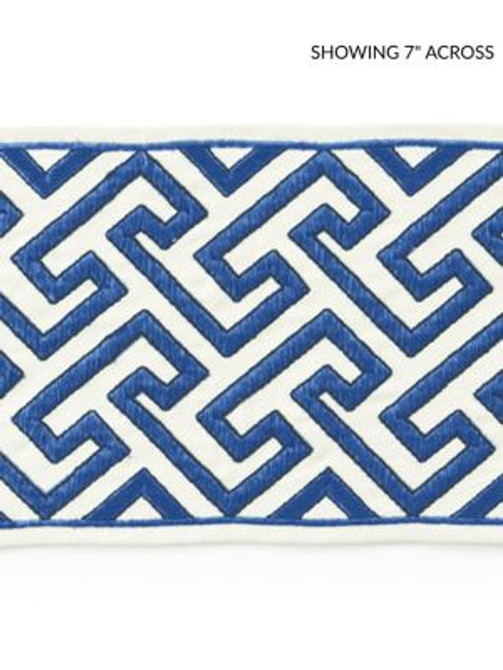 Scalamandre Trim Labyrinth Embroidered Tape Porcelain SCT33190004 CHINOIS CHIC 55% COTTON 45% SPUN POLYESTER INDIA LIGHT DUTY Horizontal: 2.75" and Vertical: 5.75 - My Fabric Connection -