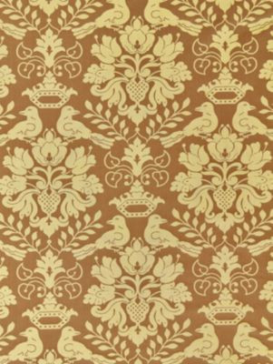 Scalamandre Fabric Love Bird Chocolate & Gold SC1098MM0013 100% SILK INDIA LIGHT DUTY Horizontal: 16" and Vertical: 13" 55 - My Fabric Connection -