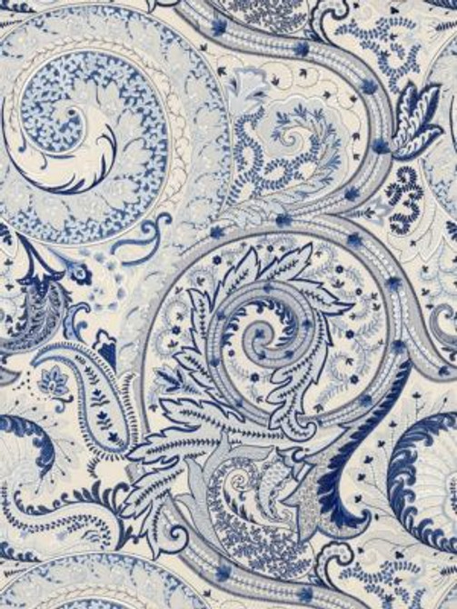 Scalamandre Fabric Malabar Paisley Embroidery Porcelain SC271240002 BOTANICA 60% COTTON 40% VISCOSE INDIA LIGHT DUTY Horizontal: 30" and Vertical: 25.5" 51 - My Fabric Connection -