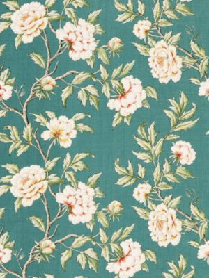 Scalamandre Fabric Peonia Linen Print Emerald Isle SC166160002 CALABRIA 100% LINEN THAILAND MEDIUM DUTY Horizontal: 20.75" and Vertical: 26.25" 52.5 - My Fabric Connection -