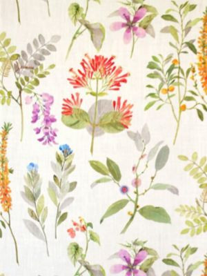 Grey Watkins Fabric Sissinghurst Coral Multi LO50160003 100% LINEN AUSTRIA MEDIUM DUTY Horizontal: 34" and Vertical: 28.5" 57 - My Fabric Connection -