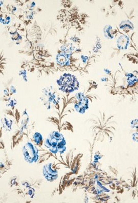 Scalamandre Fabric Somerset Linen Print Porcelain SC165840002 JARDIN 100% LINEN THAILAND LIGHT DUTY Horizontal: 76" and Vertical: 52.5" 52.5 - My Fabric Connection -