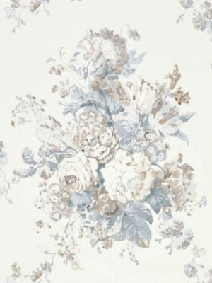 Grey Watkins Fabric Sybilla Bouquet Frost GW166210001 FLORA 100% LINEN THAILAND MEDIUM DUTY Horizontal: 33.57" and Vertical: 26.25" 52.5 - My Fabric Connection -