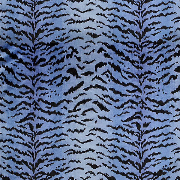 Scalamandre Fabric Tigre/Blues & Black 26167Mma-004 STOCKED AT 69% VISCOSE, 18% POLYESTER, 13% COTTON USA MEDIUM DUTY Horizontal: 30.5" and Vertical: 24.75" 48.5" - My Fabric Connection -