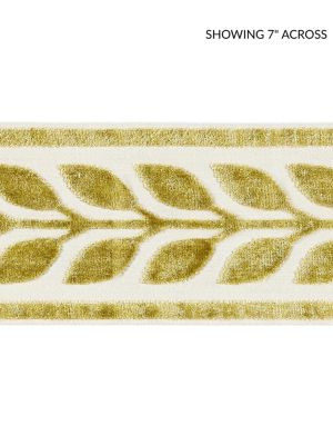 Scalamandre Trim Vigne Velvet Tape Vert SCT32780001 ORIANA 50% VISCOSE 50% COTTON INDIA LIGHT DUTY Horizontal: 1.5" and Vertical: 4.13 - My Fabric Connection -