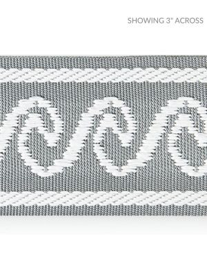 Scalamandre Trim Wave Tape Smoke SCT33130003 ISOLA INDOOR / OUTDOOR 100% POLYOLEFIN UNITED KINGDOM HEAVY DUTY Horizontal: 1.125" and Vertical: 2.38 - My Fabric Connection -