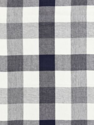Scalamandre Fabric Westport Linen Plaid Navy SC271350008 CHATHAM STRIPES & PLAIDS 100% LINEN INDIA MEDIUM DUTY Horizontal: 15.75" and Vertical: 15.5" 60 - My Fabric Connection -